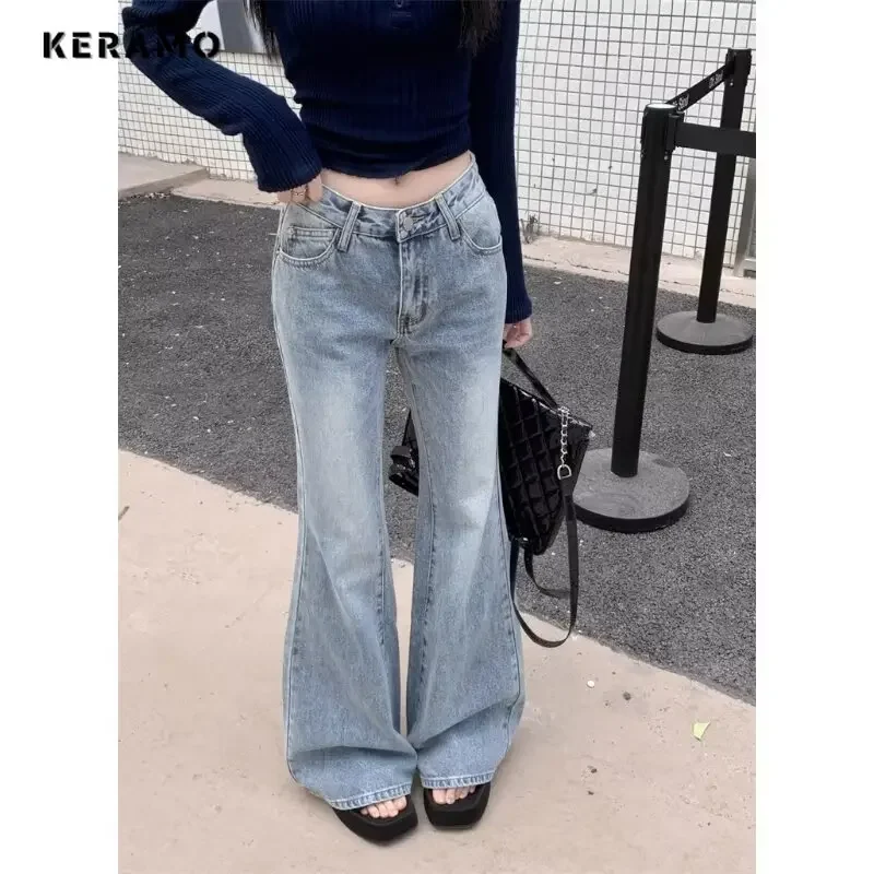 Pantaloni Casual retrò a gamba larga larghi da donna in Denim Harajuku blu a vita alta Jeans larghi Emo 2024 pantaloni estivi da donna Y2K 2000s