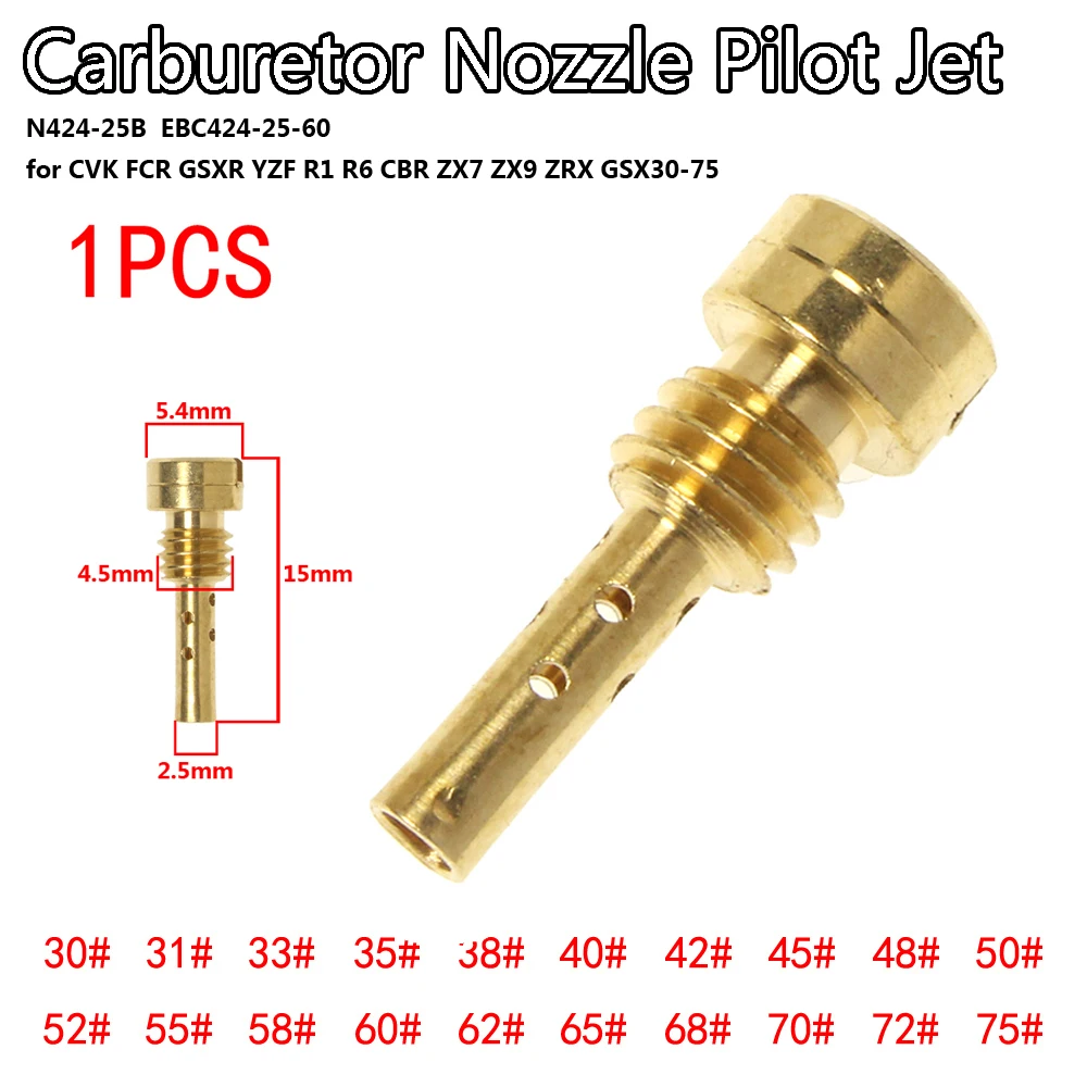 1 Pezzo Ugello Pilota N424-25B EBC424-25-60 99101-357 per CV40/CVK/FCR/CV/CVH/BD GSXR YZF R1/R6 CBR ZX7/ZX9 ZRX GSX30-75 ZZR250