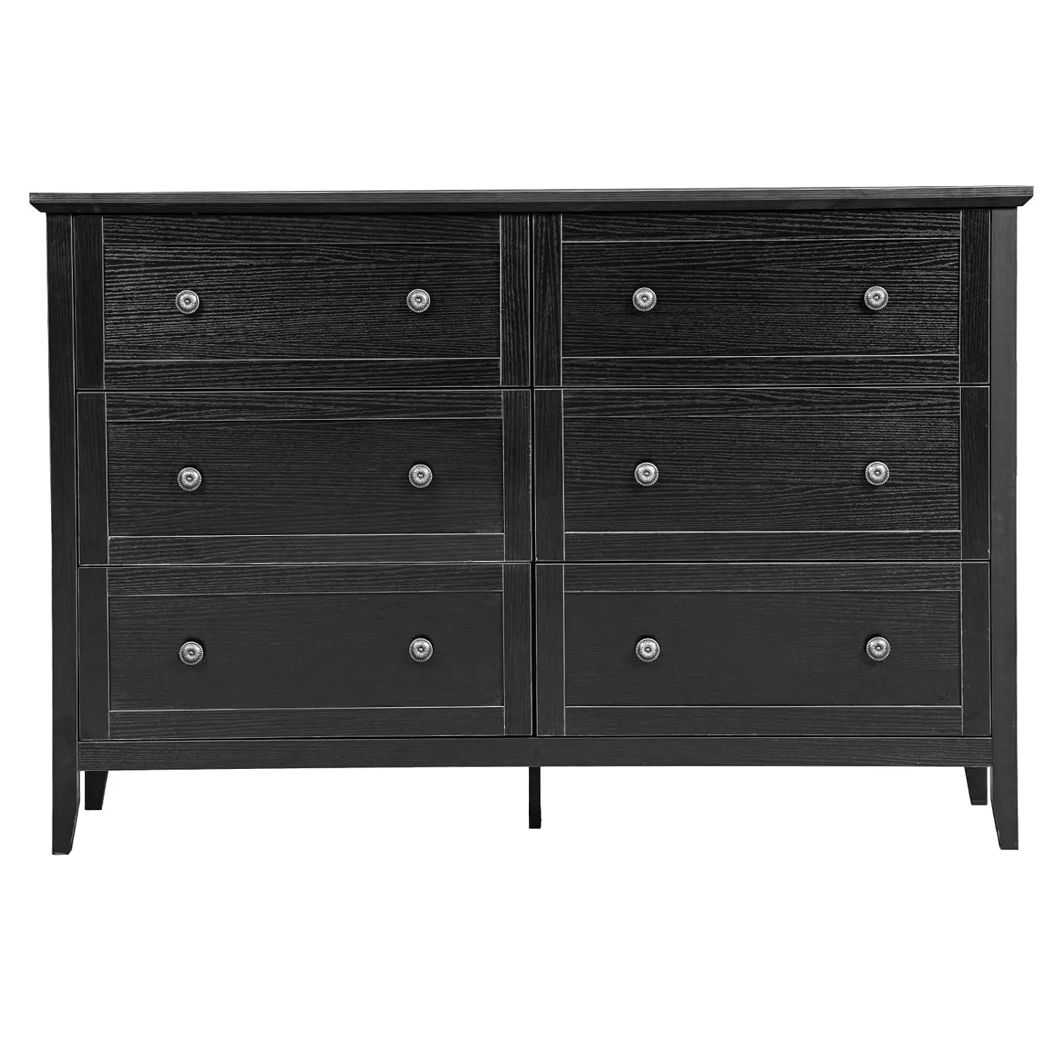 Black Farmhouse 6-Drawer Tall Dresser, Bedroom Storage Chest with Double Handle, Organizer for Bedroom Living Room Closet, Custo