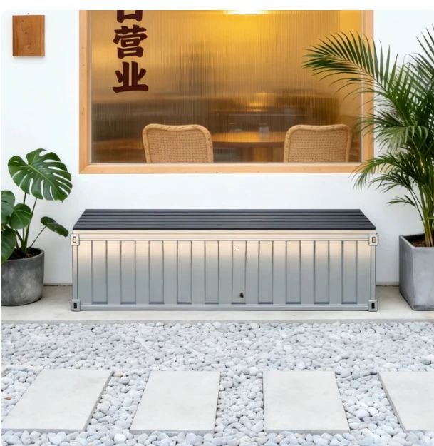 Industrial wind container storage stool plastic wood sitting surface outdoor storage box balcony commercial strip shoe changing