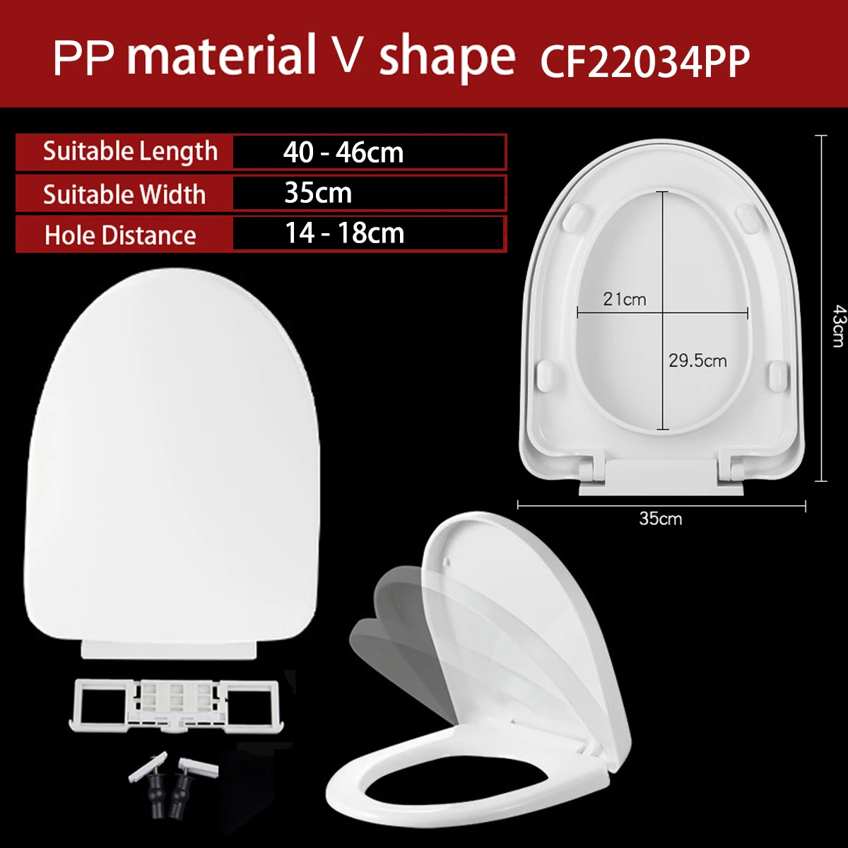 Universal V Shape Elongated Slow Close WC Toilet Seats Cover Bowl Lid Top Mounted Quick Release PP Board Soft Closure CF22034PP