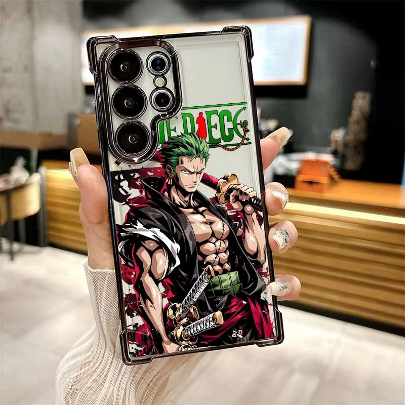 O-One Pieces Roronoa Zoro For Samsung S26 S25 Edge S24 S23 S22 S21 S20 Ultra Plus Plating Anti-Fall Silicone Funda Phone Case
