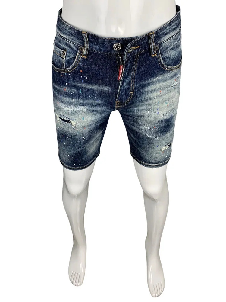 New  D2 Jeans Men's ort Pants Straight Leg Slightly Elastic Faionable Urban Sle Wear Resistant Summer 2024