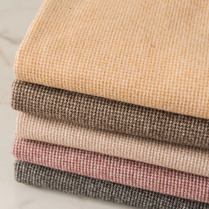 Houndstooth Woolen Fabric Lattice Autumn and Winter Thicken for Sewing Coat Brushed by Half Meter