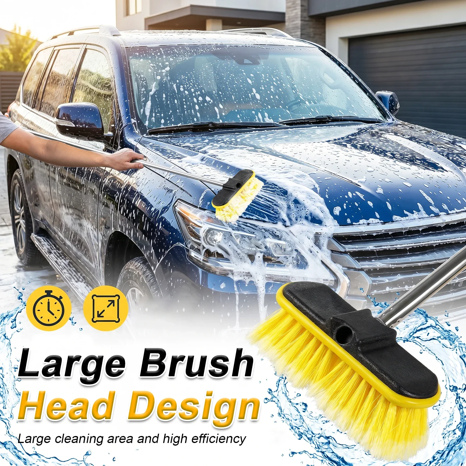 2Pcs Car Wash Brush Head Practical Exterior Automotive Cleaning Brush Head with Soft Bristle RV Window Cleaning Tool Accessories
