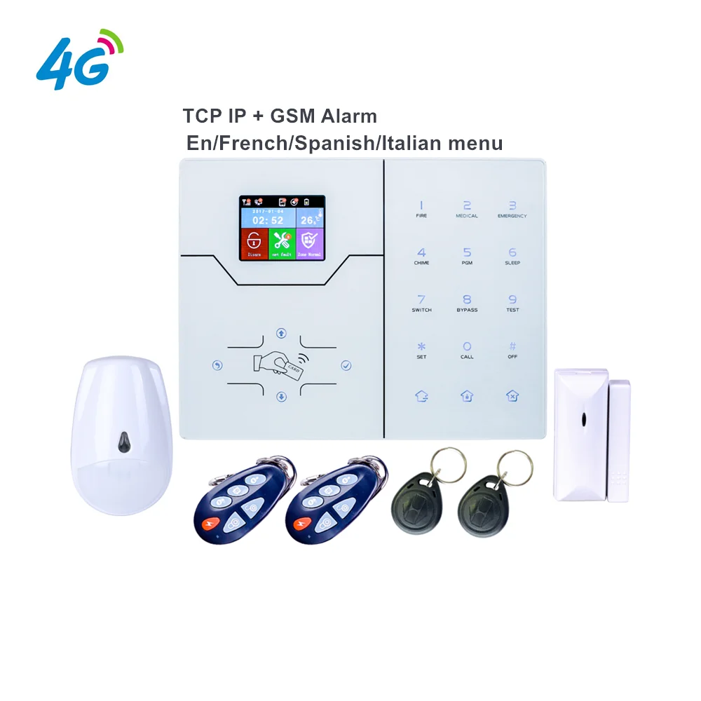 

Focus 433Mhz or 868Mhz English Text Menu TCP IP Alarm 4G GSM Smart Home Security System Control by WebIE and APP