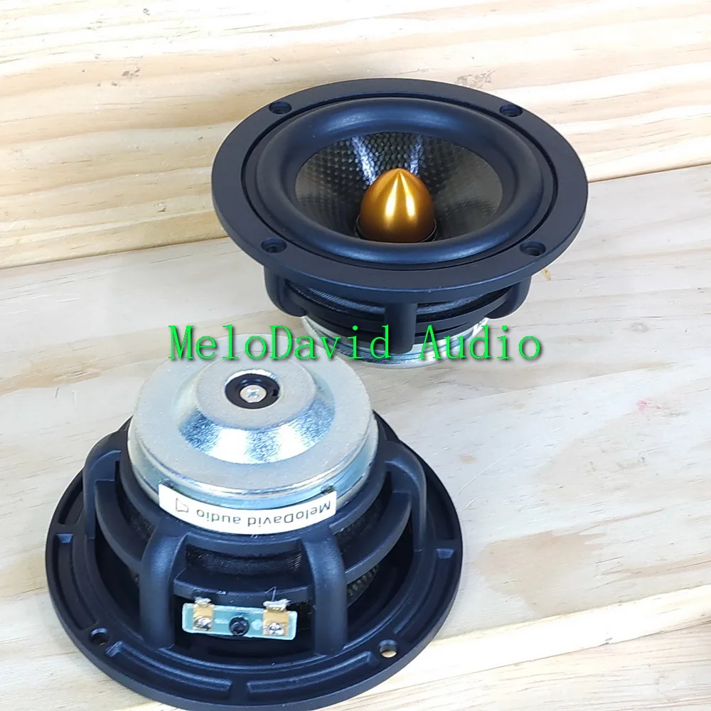 A Pair 2 Pcs  of MeloDavid 4 inch  FR4Nd   carbon fibre cone fullrange speaker woofer