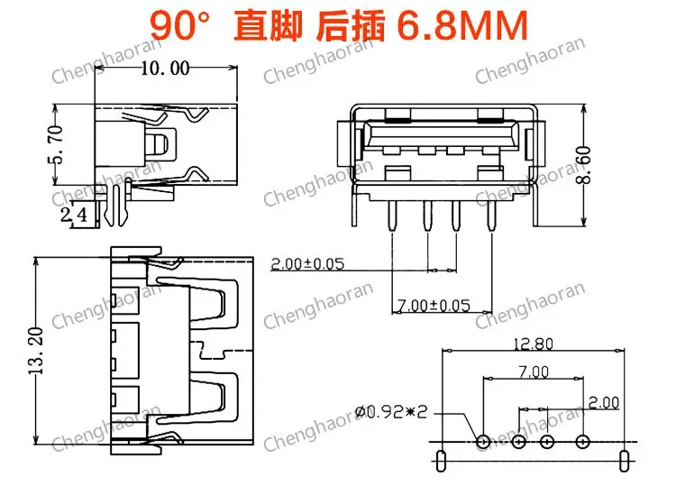 1 Stück 10 mm USB 2.0-Buchse, 90/180 Grad, Typ A, SMD/DIP, kurzer Körper, 1 cm, für Lenovo Laptop, Desktop-Computer, Reparatur – Detail 11