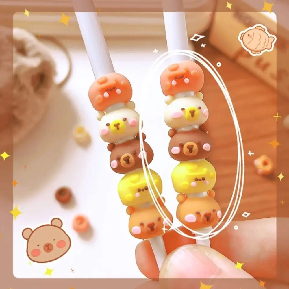 Cute Creative Aesthetic Interesting Capybara Gel Pen Kawaii Writing Beads Pen Aesthetic Black Ink 0.5mm Gel Pen Office Supplies