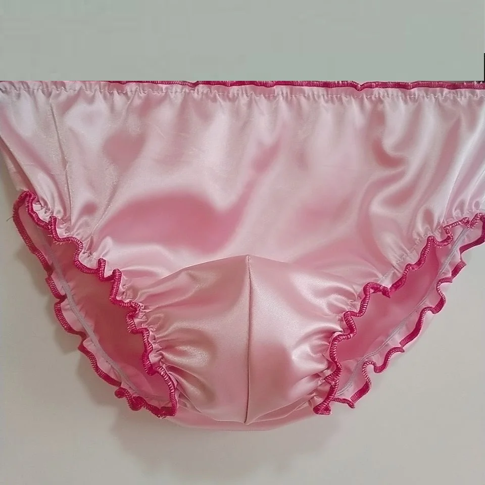Man\'s Pink Silky Touch Elastic Waist Panties&briefs Live Show Dance FKK Party Private (big size have handmake)