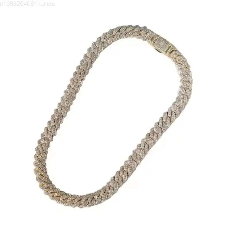 

Hot Selling Fine Jewelry 925 Silver 18mm Cuban Link Chain Vvs Moissanite 100% Pass the Diamond Test Men Necklace