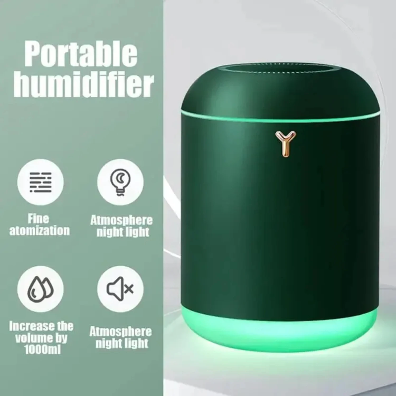 Efficient and powerful compact portable air purifier with 1000ml capacity for purification in office and bedroom. Sleek and idea