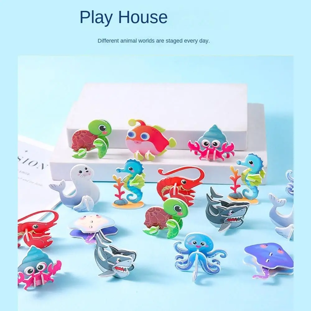 10 stks 3D Zeedieren Papier Legpuzzels Cognitieve Puzzel Driedimensionale Puzzels voor kinderen