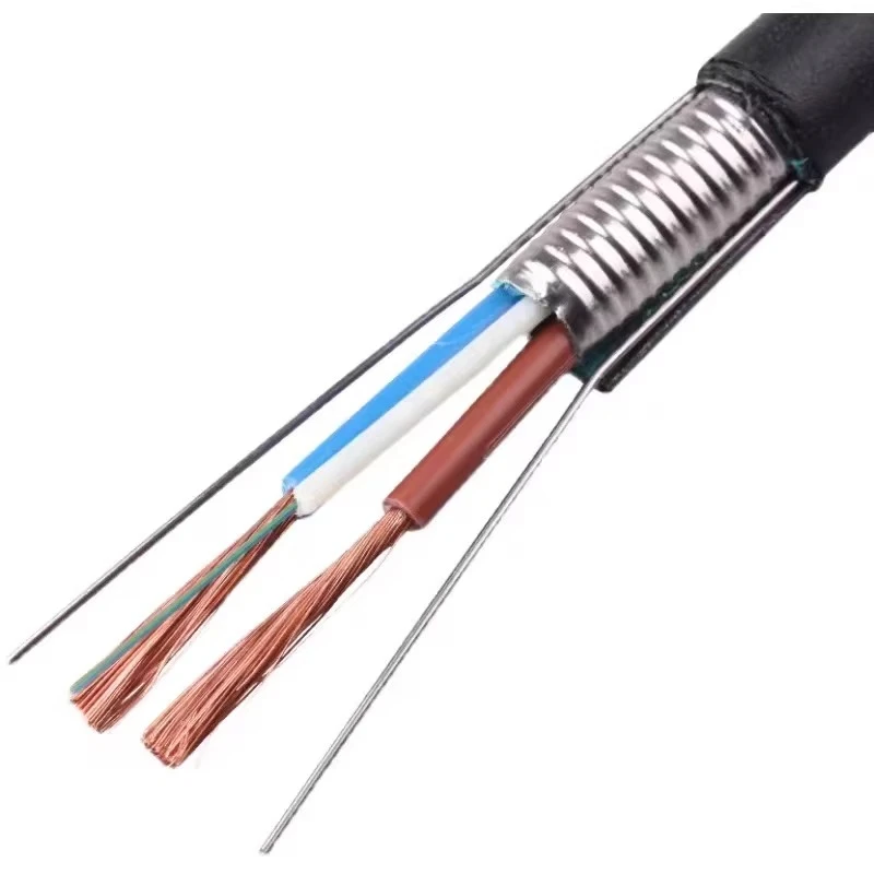 Optoelectronic composite cable 4-core optical fiber 6 8 12-core with 2-core power cord