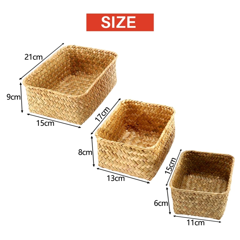 Enjoy New Seagrass Storage Basket, Multisize Handmade Rattan Shelf Baskets & Home Storage Bins Baskets For Decoration