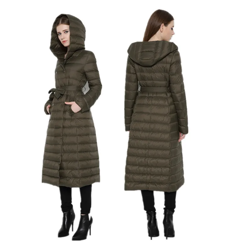 2024 neue Marke Damen Lange Winter Warme Mantel Frauen Ultra Licht 90% Weiße Ente Unten Jacke frauen Mit Kapuze parka Weibliche Jacken