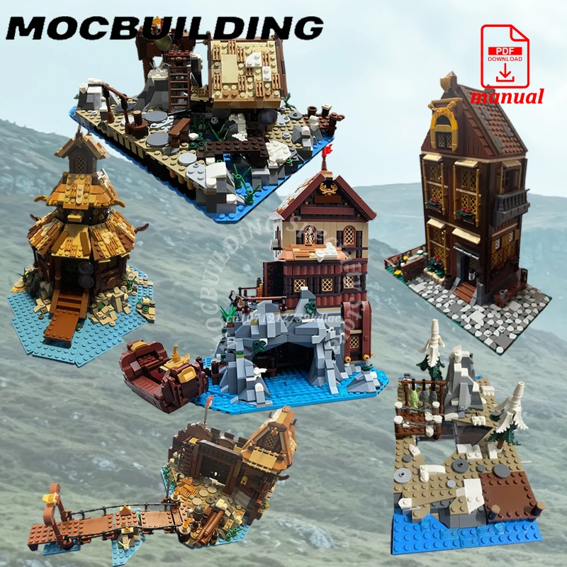 

Viking Buildings Temple Bricks Gate Extension for MOC-21343 MOC Building Blocks Cottage Blocks Medieval Toys Construction Gift