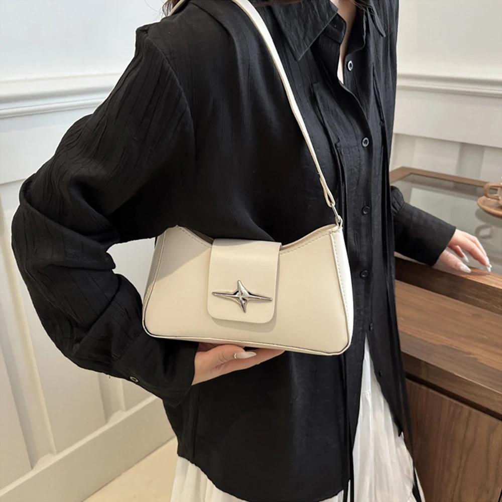 Fashionable and minimalist women's daily casual shoulder bag, PU material retro portable club bag underarm bag