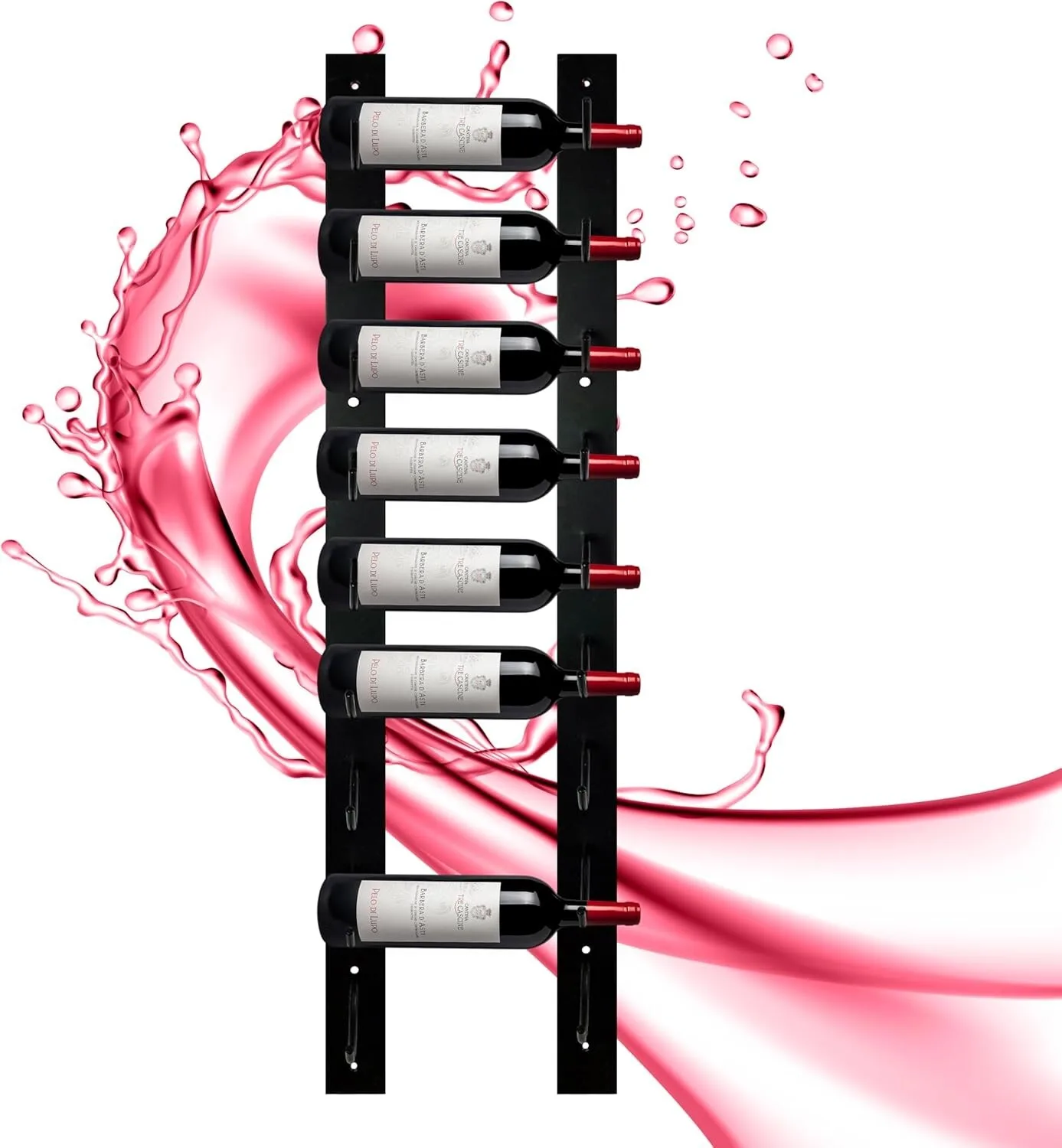 

Wall Mounted Wine Rack – 9 Bottle, Stylish Black Wine Storage Rack