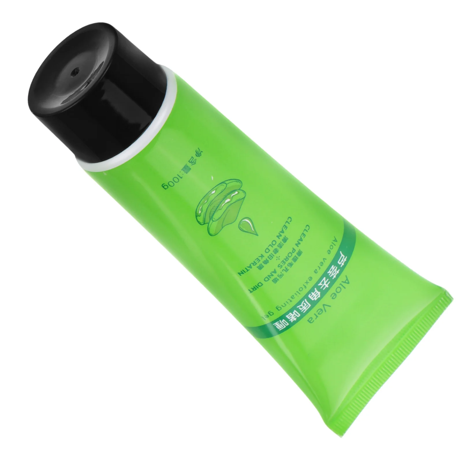 Zielony, łagodzący, delikatny żel peelingujący, miękki żel złuszczający do głębokiego oczyszczania twarzy i ciała, rozmiar podróżny, aloes, kojący, nawilżający skórę.