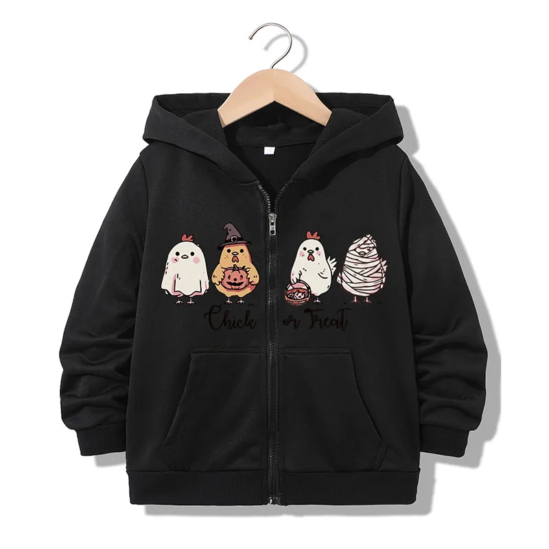 Zipper Hoodie Funny Casual Chicken Design Hoodies Jackets Boys Girls Y2k Animal Zip Up Sweatshirt Spring Autumn Hoodies