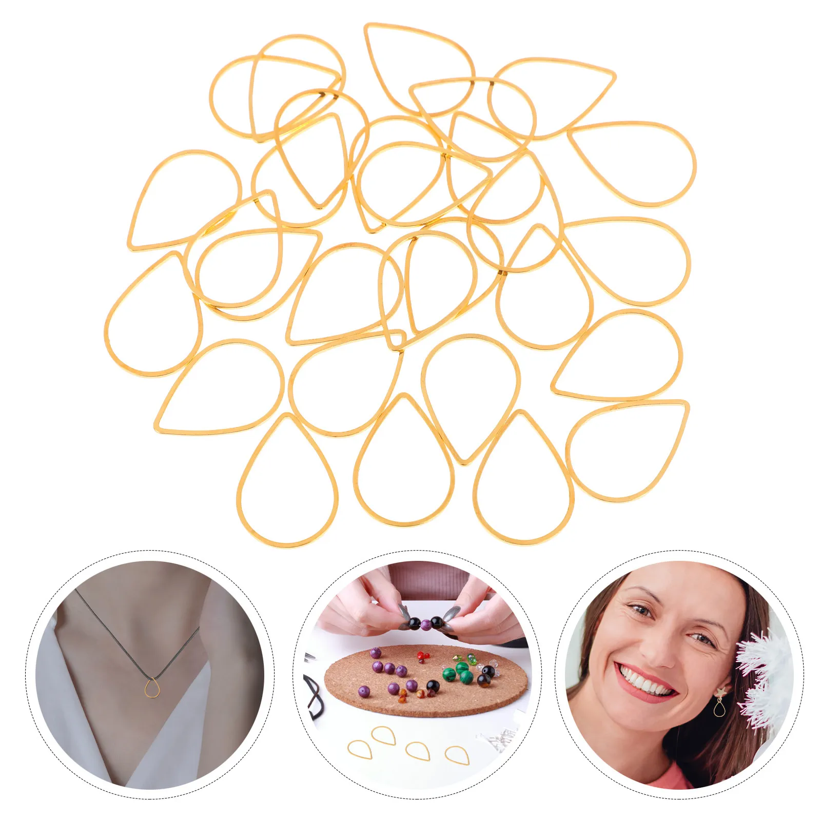 

30Pcs Teardrop Linking Rings Water Drop Shape Earring Pendants Jewelry Making Charms Copper DIY Craft Supplies for Necklaces