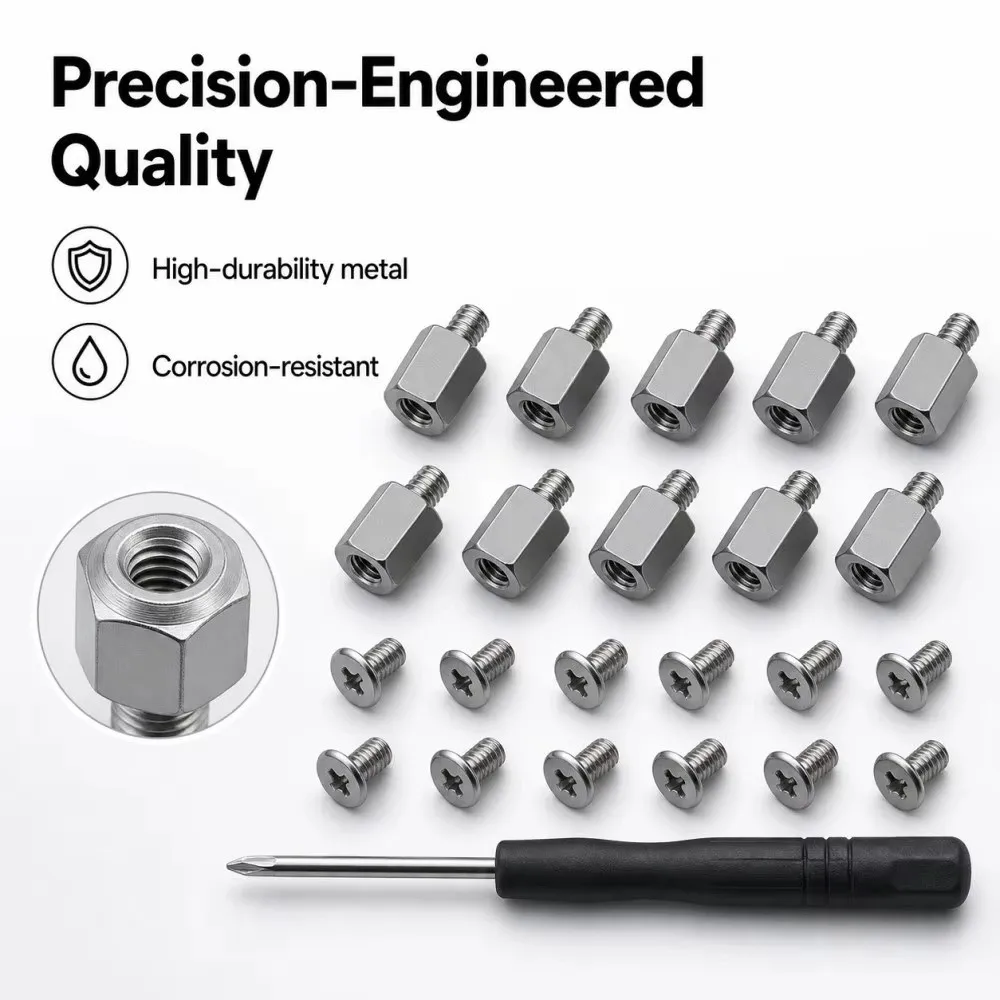 New Metal M.2 SSD Screws Hex Standoffs With Screwdriver Motherboard Standoff Screws Black Screws Hard Drive Screws for Laptop