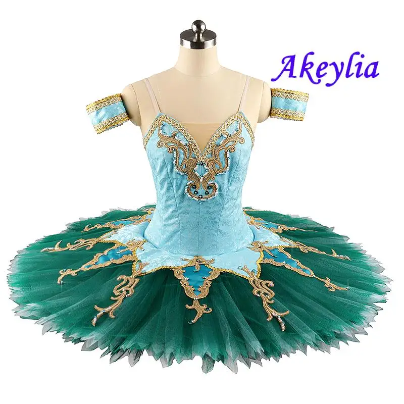 고품질 블루 그린 전문 발레 투투 솔로 댄스 소녀 팬케이크 투투 클래식 라 에스메랄다 콘서트 의상 JN0113