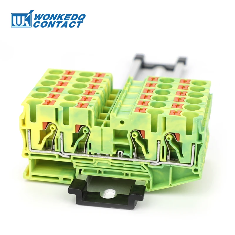 PT6-QU-PE Earthing Terminal Block on Din Rail Ground Electrical 6mm Yellow/Green Wires Connector PT 6-Quattro-PE