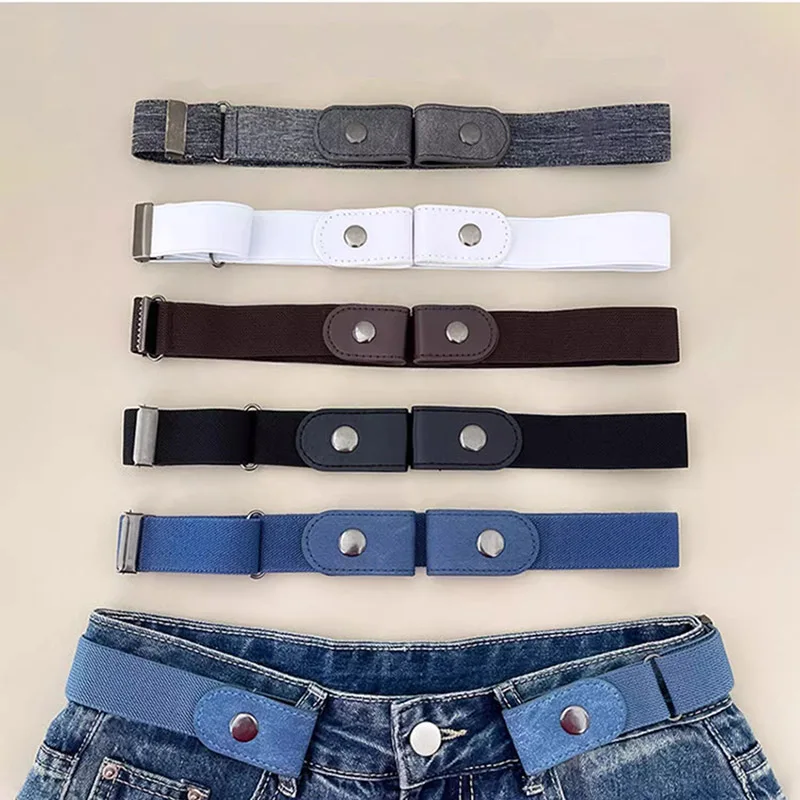 

Female Belt Blue Elastic Belt Without Buckle for Women/Men Flowers Adjustable Stretch Band Jeans Accessories Ceinture Femme