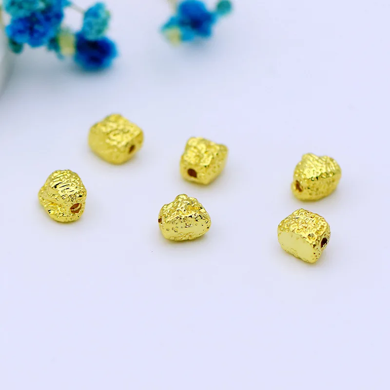 7mm*5mm 18K Gold Plating Brass Irregular Spacer Beads For Bracelet Necklace Making Findings DIY Jewelry Making Accessories