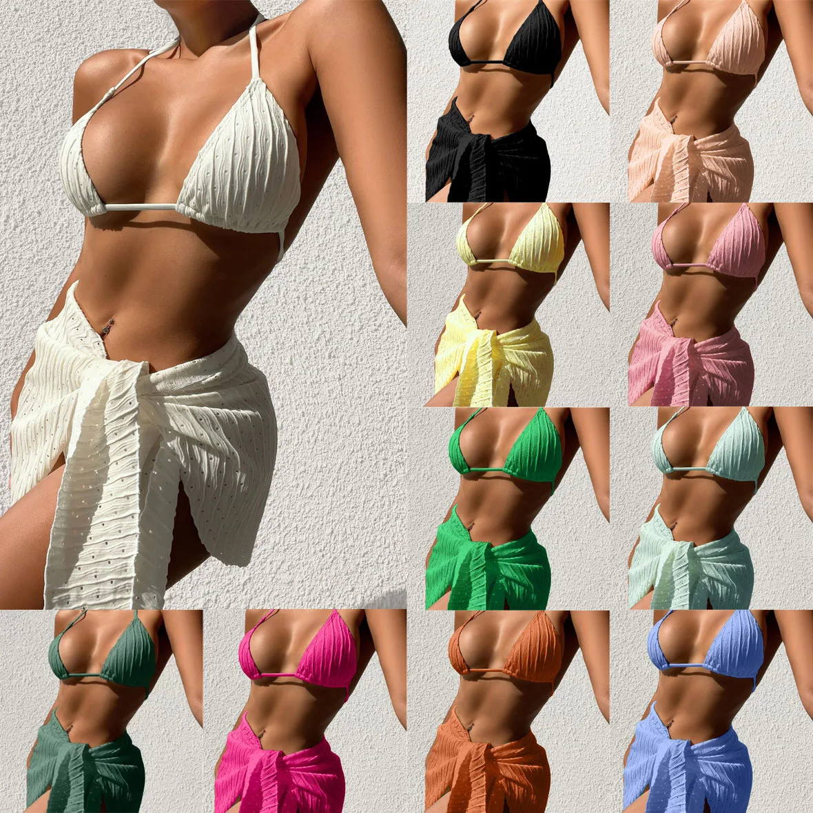

Swimsuit 2026 New Women's Sexy Bikini Split Three Piece Swimsuit for Women Sexy High Waist Bikini