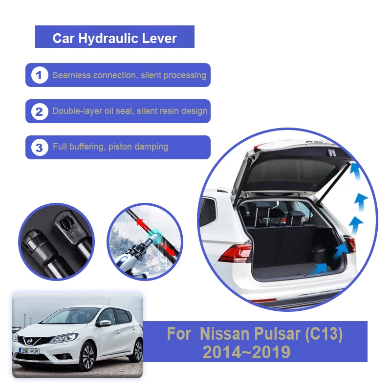 Car Trunk Hydraulic Rods For Nissan Pulsar Tiida C13 2014~2019 Car Trunk Tailgate Gas Strut Shock Strut Lift Support Accessories