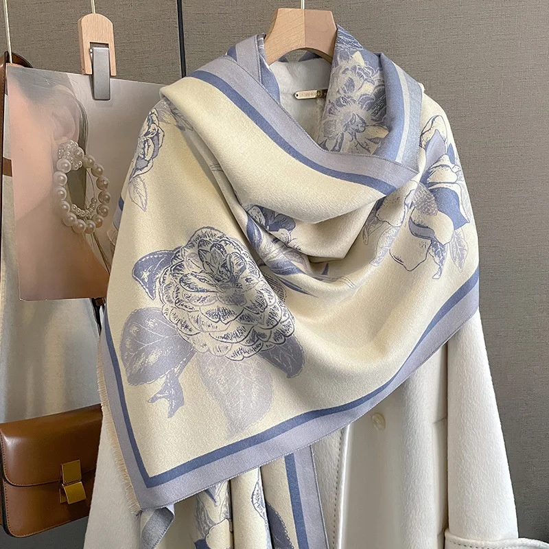 Luxury Winter Scarf Women Cashmere Warm Pashmina Brand Foulard Female Shawls Wraps Thick Soft Bufanda Poncho Scarves Stole 2024