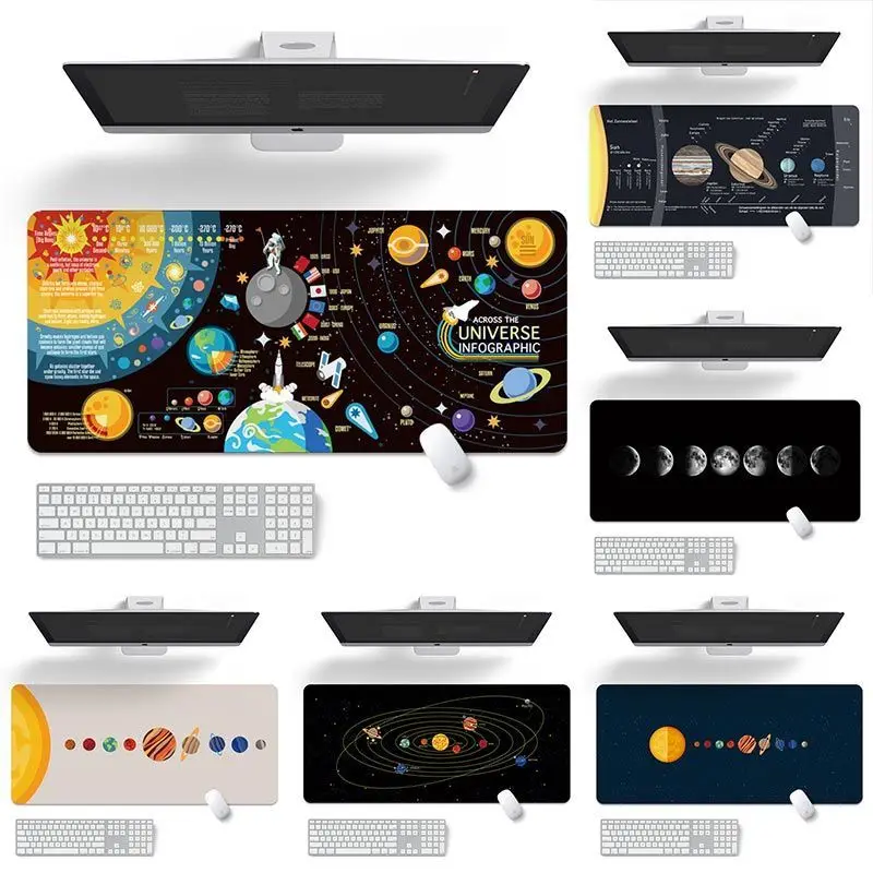 800x300x2mm Space Planet Keyboard Carpet Large Desk Pad Non-slip Rubber Gamer Mouse Pad Laptop Kawaii Cartoon