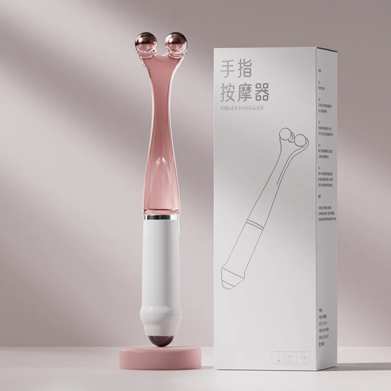 1개 휴대용 손가락 마사지기 더블 헤드 손 관절 지압 마사지 5구슬 이완 손가락 피로 해소 건강 관리 도구