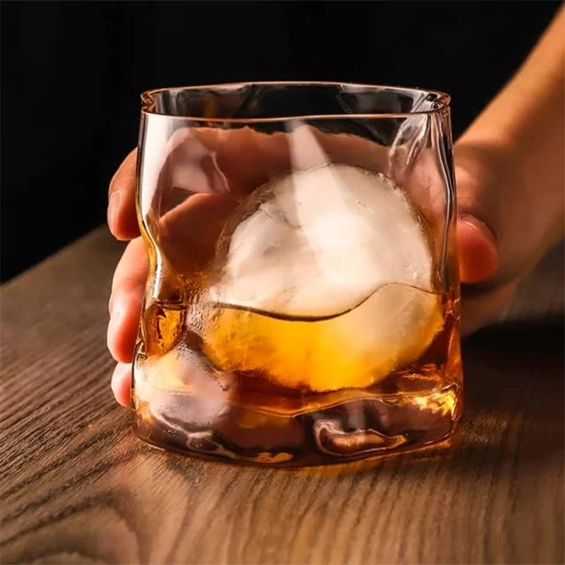 1pc 200ML Premium Whisky Glasses Irregular Twisting Glass Cup Heat-resistant Wine Whiskey Mug for Scotch Bourbon Cognac Glass