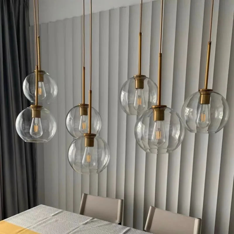 Nordic Glass Pendant Lamp Living Room Round Home Decor Hanging Lihght Bedroom Dining Room Indoor Fixtures Bedside LED Lighting