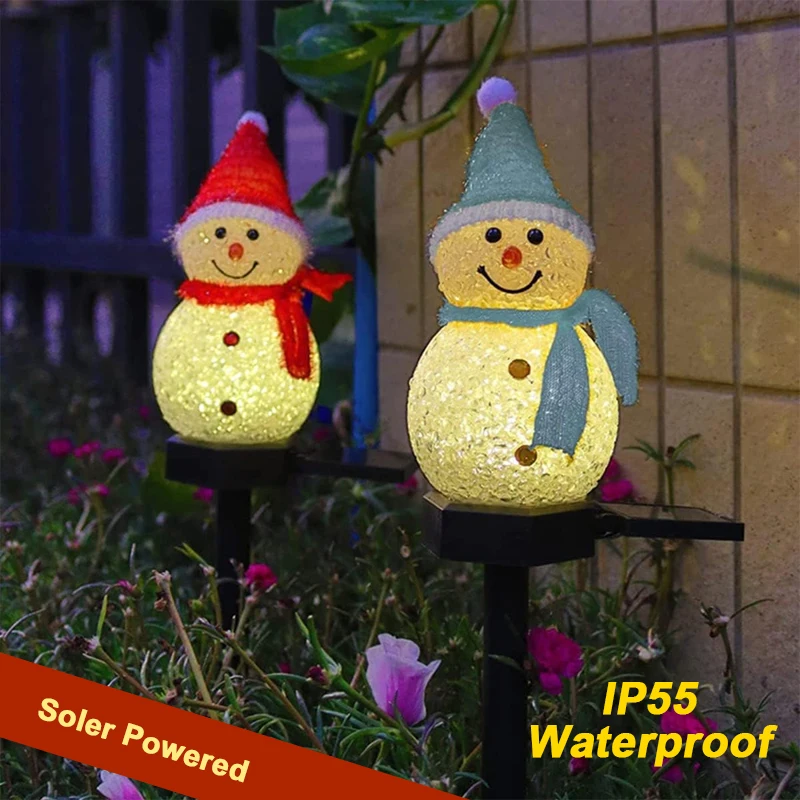 

Solar Snowman Pathway Lights, Snowman Santa Christmas Lights for Garden Patio Yard Porch Decor | Waterproof