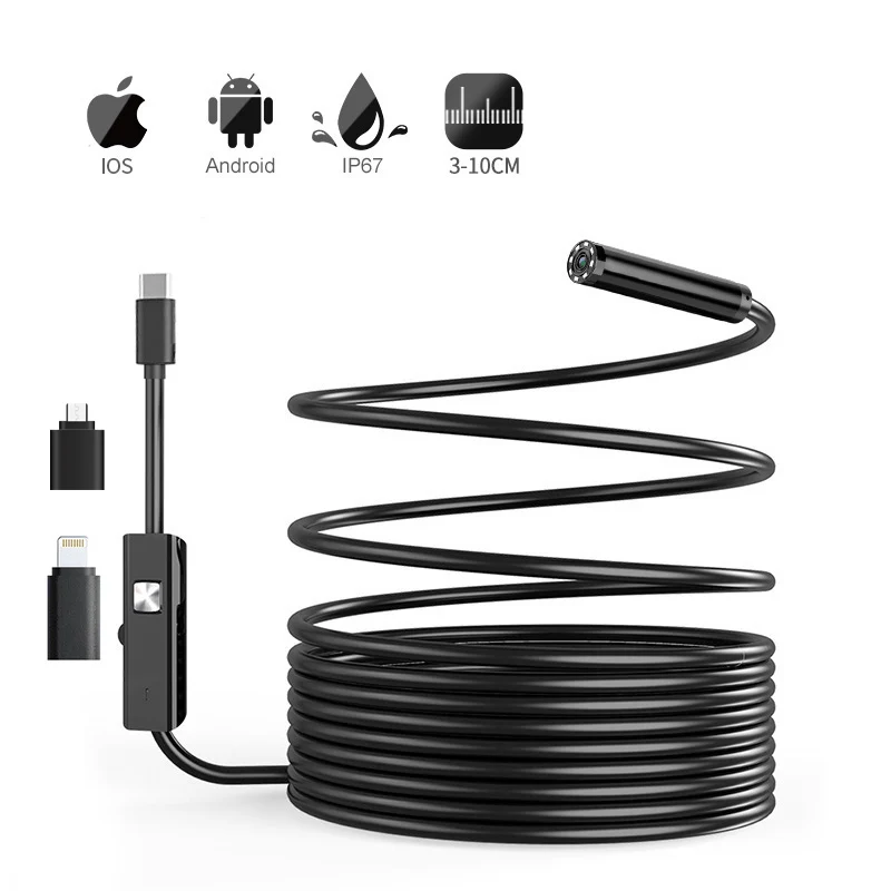 

Endoscope Camera with Light 1080P HD Borescope Tools with 8 LED 8mm IP67 Waterproof Inspection Camera for iOS and Android