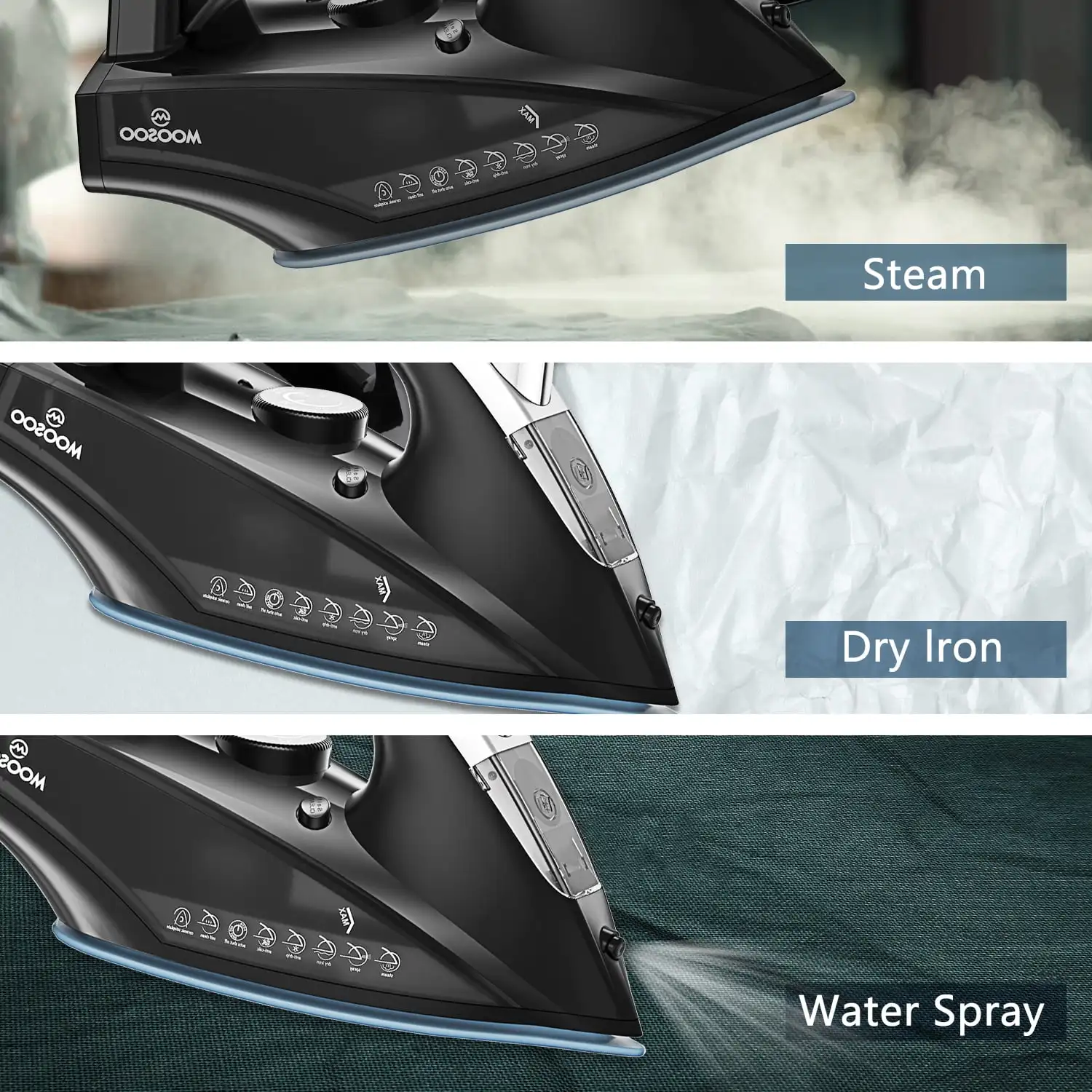 Steam Iron 1800W Dry Iron Lightweight Anti-drip Iron with Auto-Off, ST1800