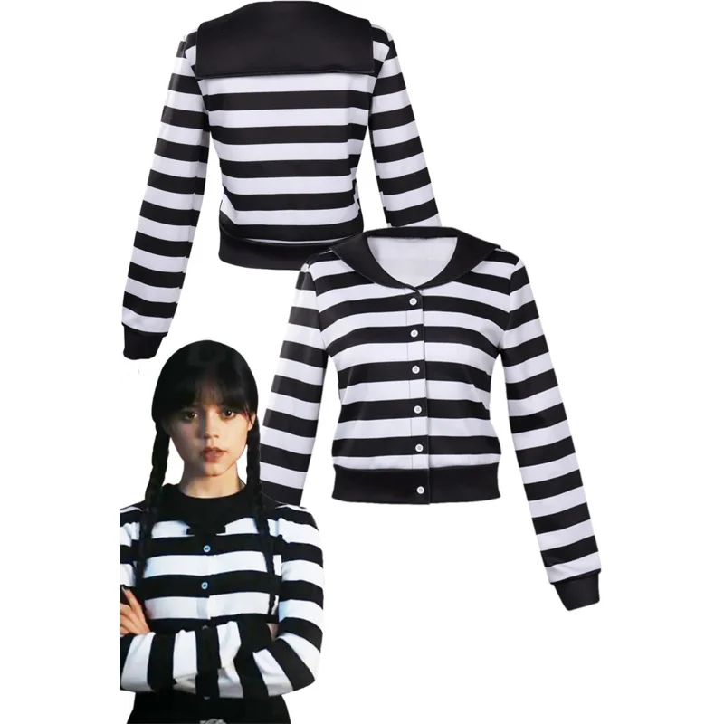 여성용 코스프레 가발 프린트 스트라이프 셔츠, 코스튬 TV, 결혼식 날 역할극 판타지아, 할로윈 카니발 천 변장