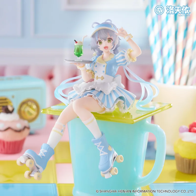 Figura de anime original Cantor virtual Luo Tianyi Garçom Ver. Postura sentada figura de ação modelo ornamentos de mesa presentes