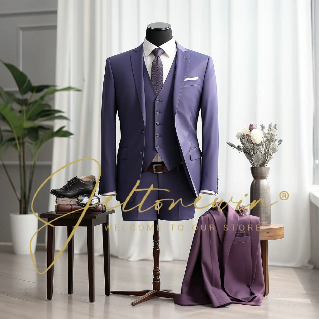 

2024 Suits for Men Tailor-made Groom Wedding Suits Tuxedo Best Man Blazer Pants 3 Pieces Trendy Fashion Marriage Costume