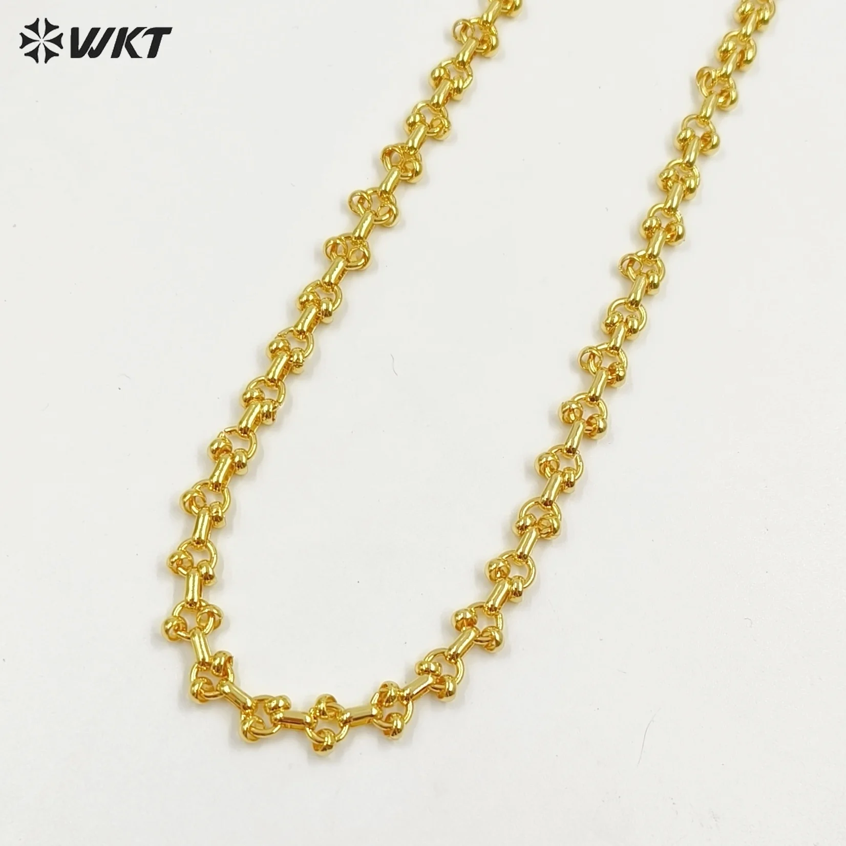 WT-BC257 Exquisite Special Circle Brass Smooth And Texture Chain Necklace DIY Handmade Semi-Finished Product