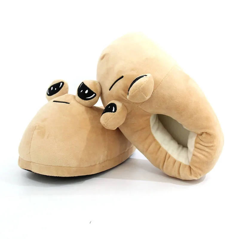 28cm The Maw Pou Cotton Slipper Plush Toys Kawaii Cartoon Soft Stuffed Fluffy Shoes Alien Pou Doll Home Indoor Slippers Gift