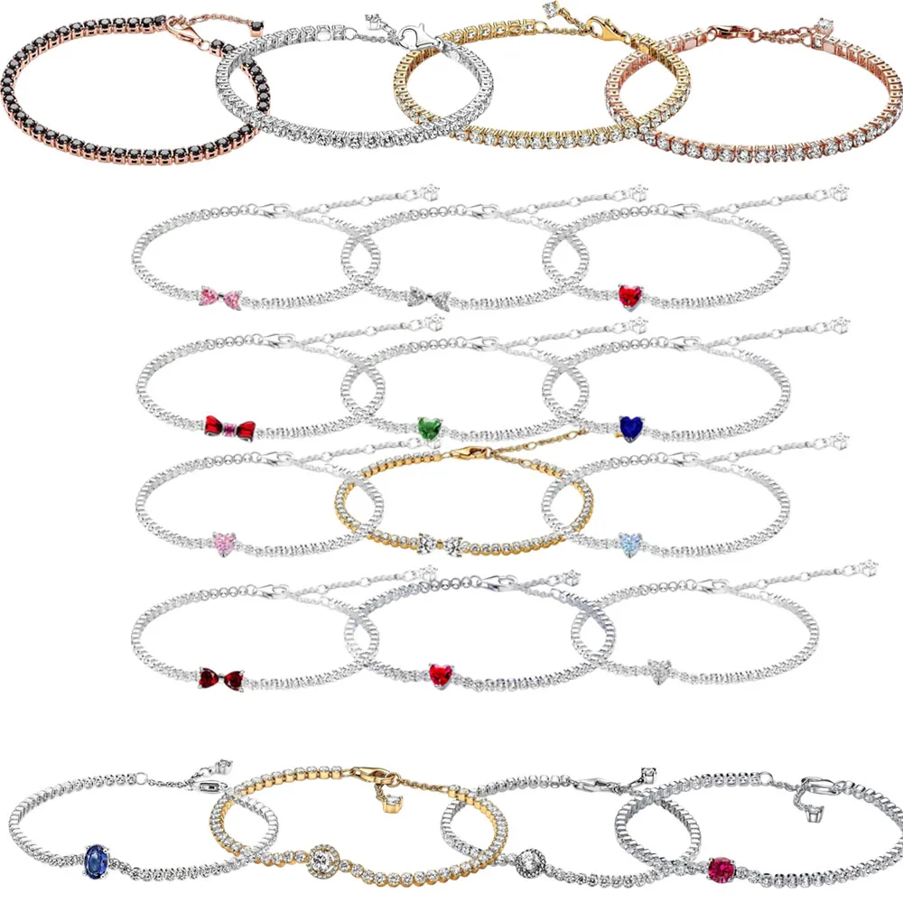 Novo pingente em forma de coração em prata 925 com coração ajustável e diferentes cores para escolher, pulseira feminina.