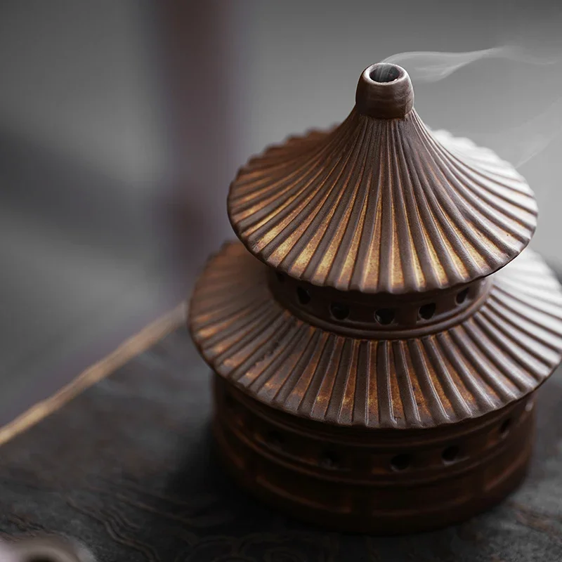 Home Decor Tray Censer Pagoda Home Indoor Sandalwood Incense Chinese Incense Ceramic Aromatherapy Stove