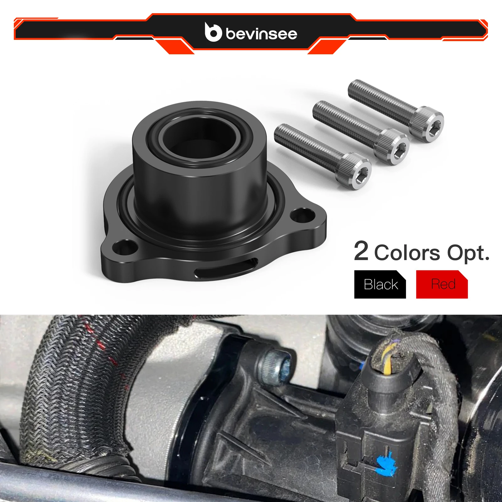 

BEVINSEE Atmospheric Blow-off Valve Spacer for Audi A3 8V/A4 B9/A5 8W/TT 8S/Allroad C8, Q5 S3 RS3, for VW GTI Golf Mk7 Mk7.5
