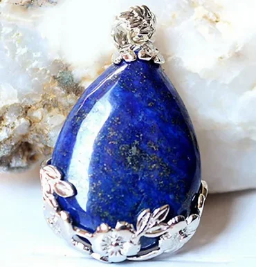 

Vintage Natural Blue Lapis Lazuli Gemstone Silver Plated Jewelry Pendant